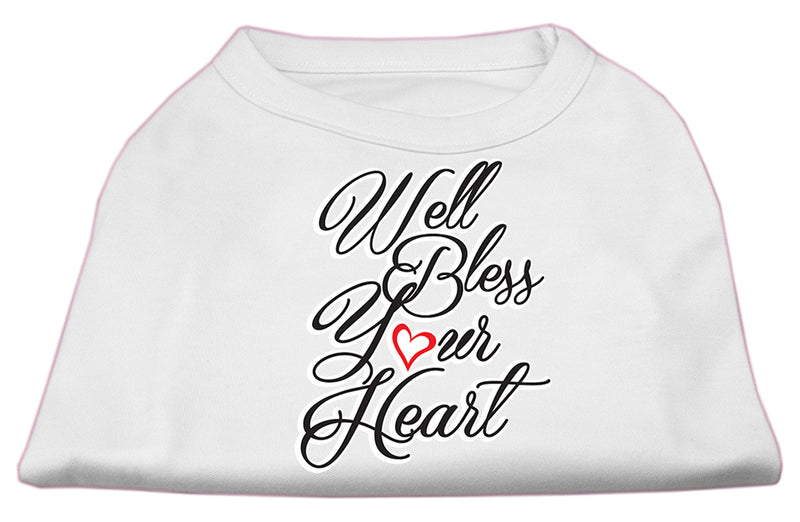 Well Bless Your Heart Screen Print Dog Shirt White Lg