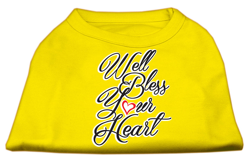 Well Bless Your Heart Screen Print Dog Shirt Yellow Lg