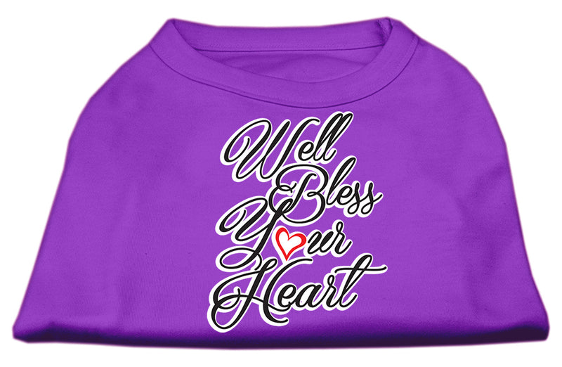 Well Bless Your Heart Screen Print Dog Shirt Purple Sm