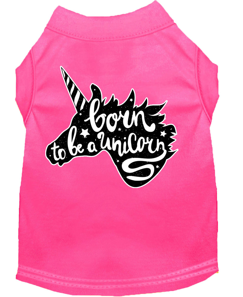 Born To Be A Unicorn Screen Print Dog Shirt Bright Pink Med GreatEagleInc