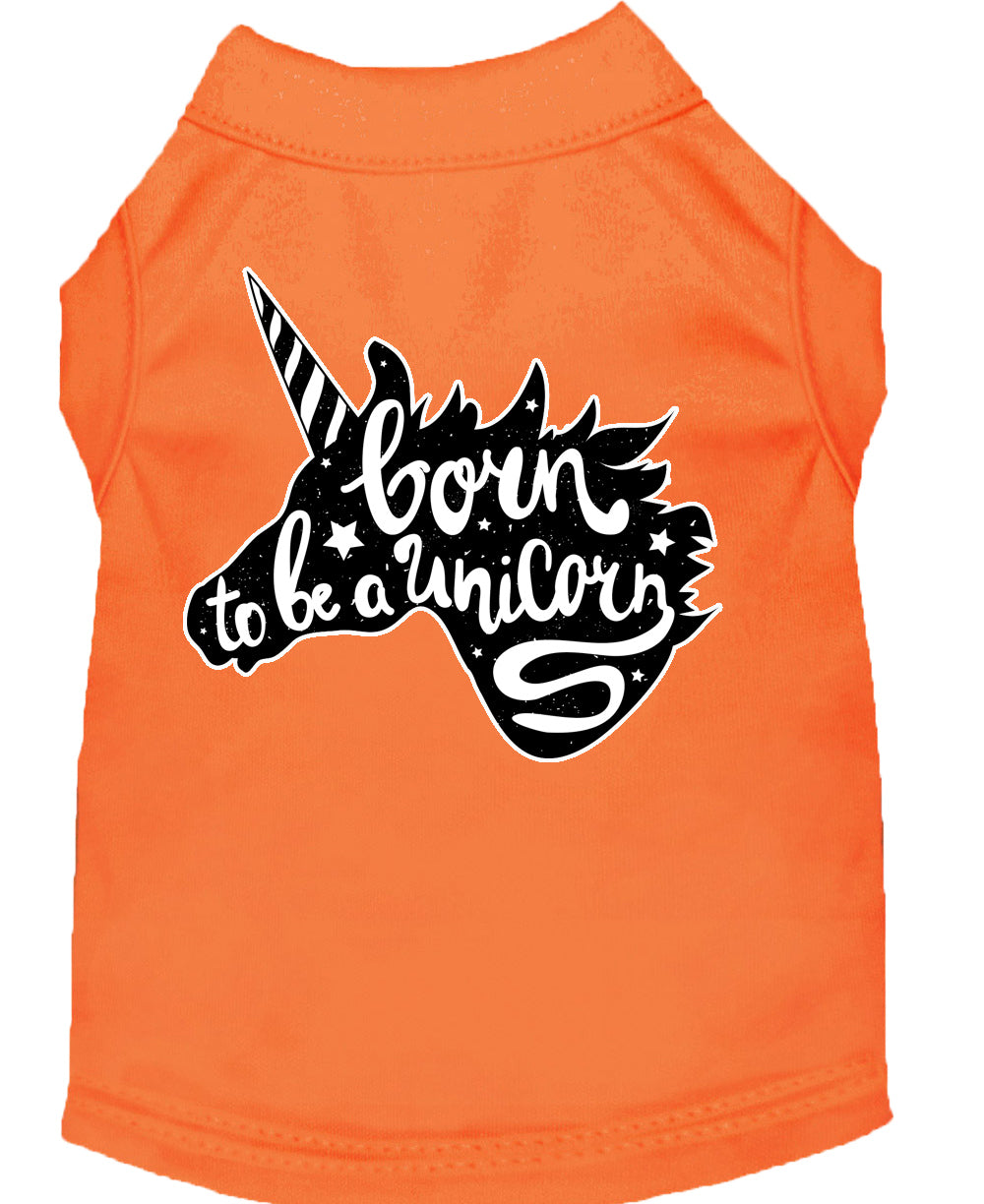 Born To Be A Unicorn Screen Print Dog Shirt Orange Med GreatEagleInc