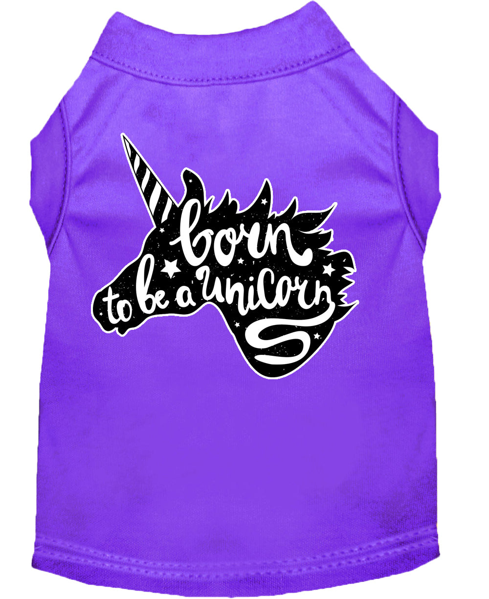 Born To Be A Unicorn Screen Print Dog Shirt Purple Lg GreatEagleInc