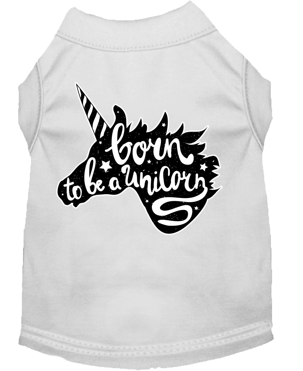 Born To Be A Unicorn Screen Print Dog Shirt White Sm Default Title