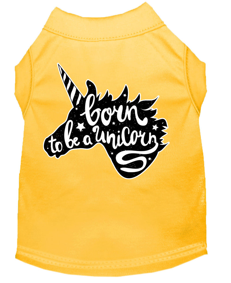 Born To Be A Unicorn Screen Print Dog Shirt Yellow Lg GreatEagleInc