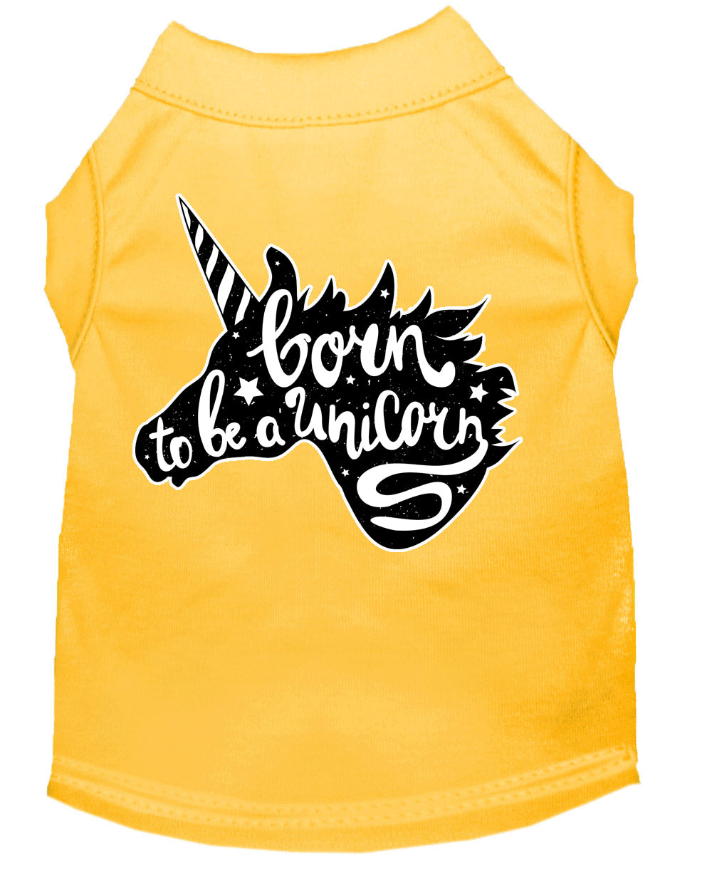Born To Be A Unicorn Screen Print Dog Shirt Yellow Med GreatEagleInc