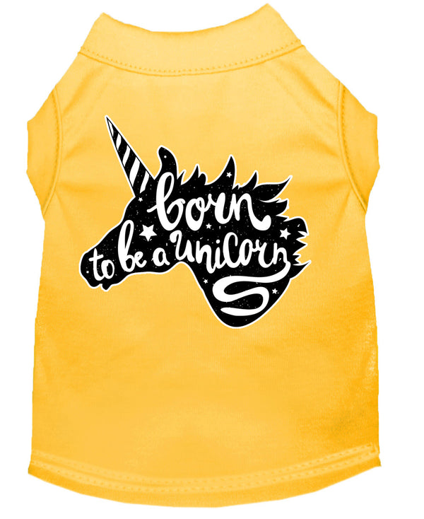 Born To Be A Unicorn Screen Print Dog Shirt Yellow Xs GreatEagleInc