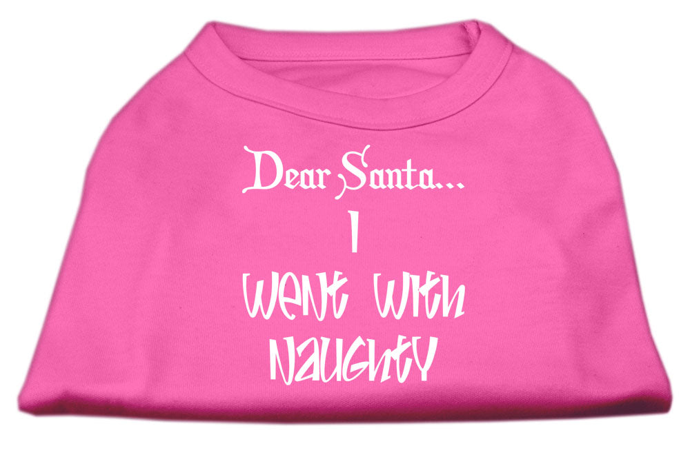 Dear Santa I Went With Naughty Screen Print Shirts Bright Pink Lg GreatEagleInc