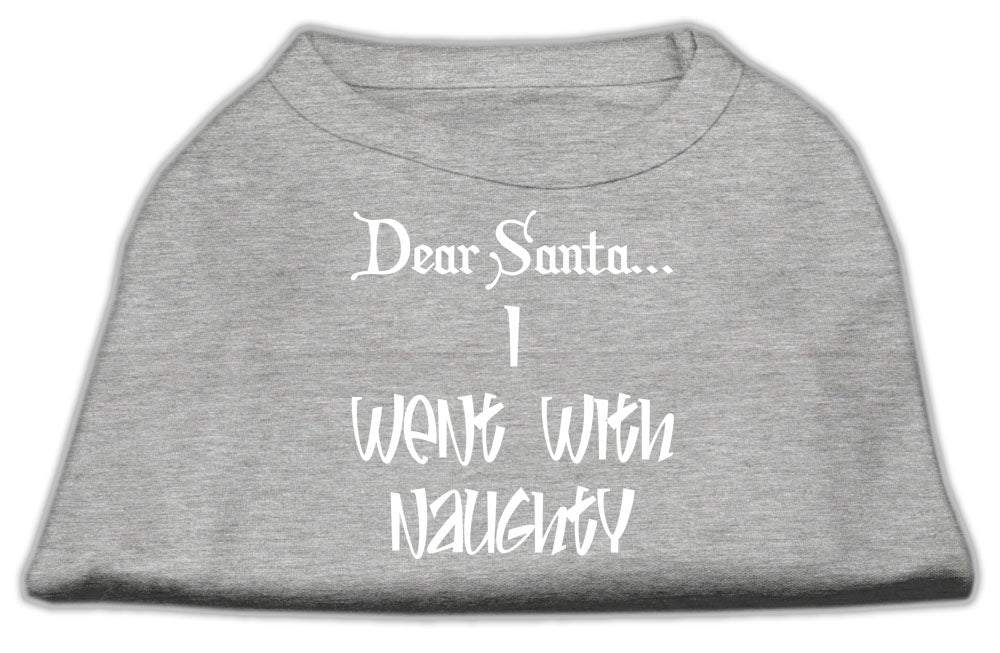 Dear Santa I Went With Naughty Screen Print Shirts Grey Lg GreatEagleInc