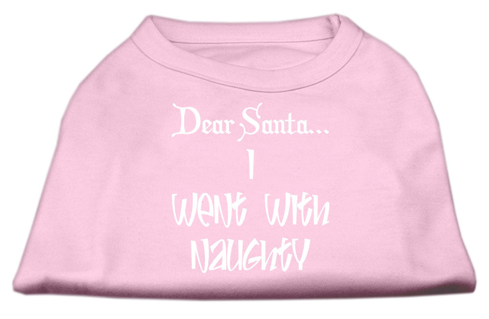 Dear Santa I Went With Naughty Screen Print Shirts Light Pink Lg GreatEagleInc