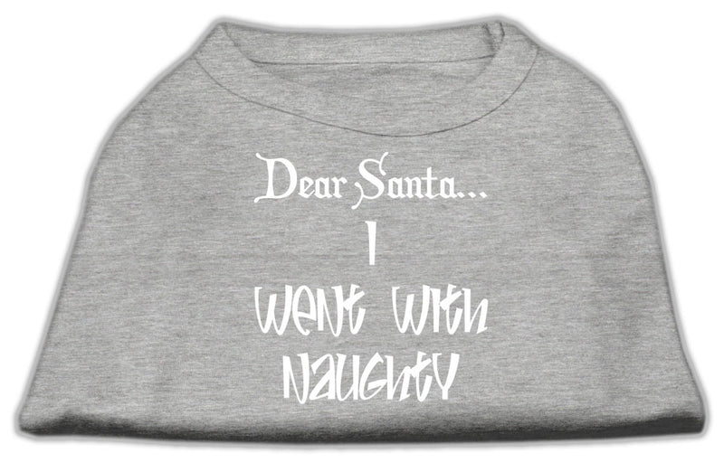 Dear Santa I Went With Naughty Screen Print Shirts Grey Med GreatEagleInc