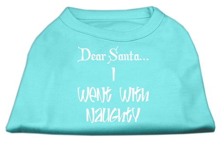 Dear Santa I Went With Naughty Screen Print Shirts Aqua Sm GreatEagleInc