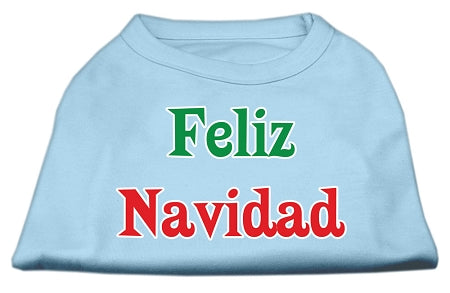 Feliz Navidad Screen Print Shirts Baby Blue L GreatEagleInc