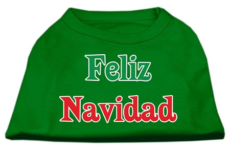 Feliz Navidad Screen Print Shirts Emerald Green Lg GreatEagleInc