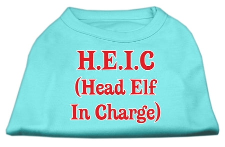 Head Elf In Charge Screen Print Shirt Aqua Lg GreatEagleInc