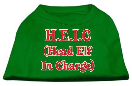 Head Elf In Charge Screen Print Shirt Emerald Green Lg GreatEagleInc