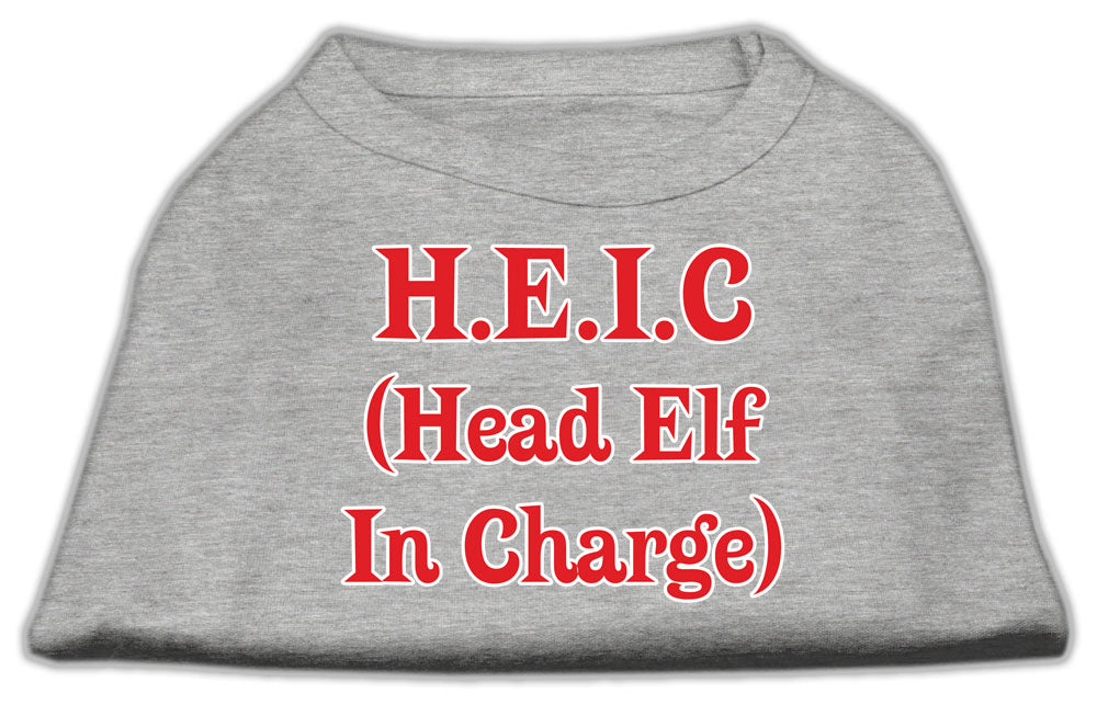 Head Elf In Charge Screen Print Shirt Grey Lg GreatEagleInc