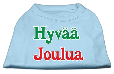 Hyvaa Joulua Screen Print Shirt Baby Blue M GreatEagleInc