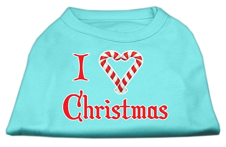 I Heart Christmas Screen Print Shirt Aqua Lg GreatEagleInc