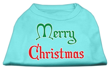 Merry Christmas Screen Print Shirt Aqua Lg GreatEagleInc