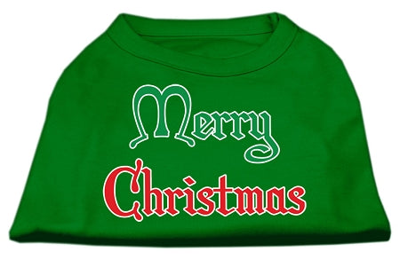 Merry Christmas Screen Print Shirt Emerald Green Med GreatEagleInc