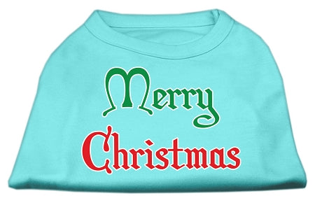 Merry Christmas Screen Print Shirt Aqua Sm GreatEagleInc