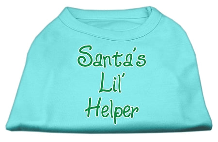 Santa's Lil' Helper Screen Print Shirt Aqua Xs GreatEagleInc