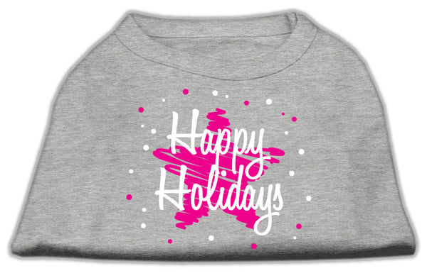 Scribble Happy Holidays Screenprint Shirts Grey L GreatEagleInc