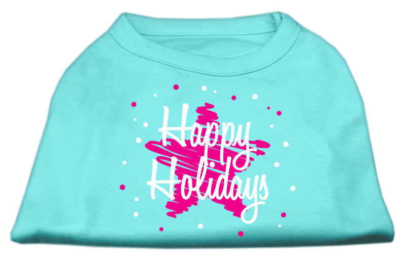 Scribble Happy Holidays Screenprint Shirts Aqua M GreatEagleInc