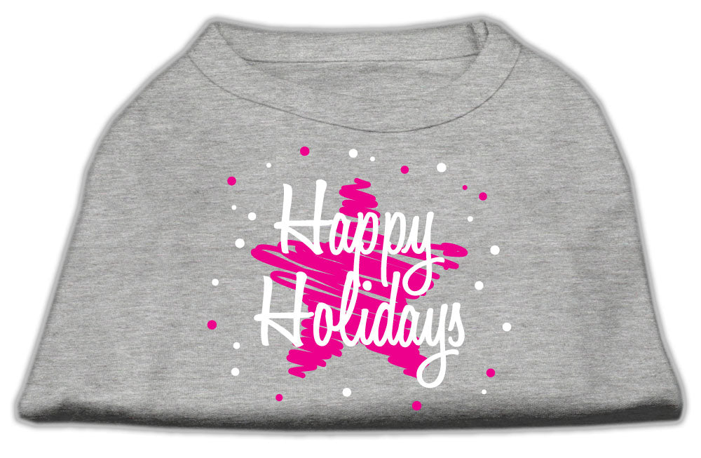 Scribble Happy Holidays Screenprint Shirts Grey Xs GreatEagleInc