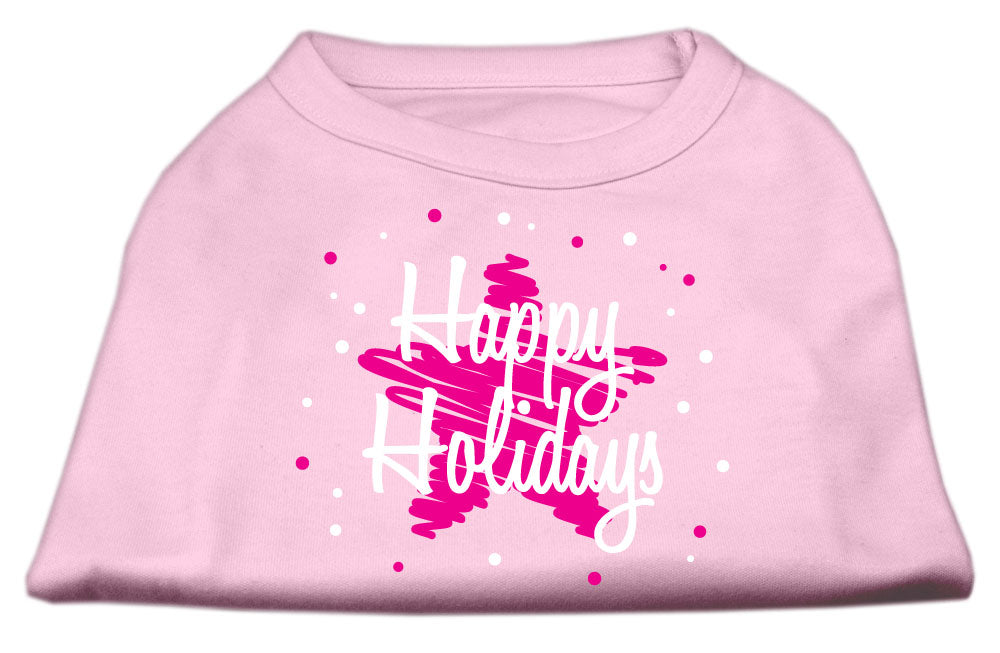 Scribble Happy Holidays Screenprint Shirts Light Pink Xs GreatEagleInc