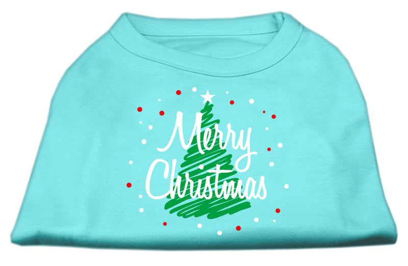 Scribbled Merry Christmas Screenprint Shirts Aqua L GreatEagleInc
