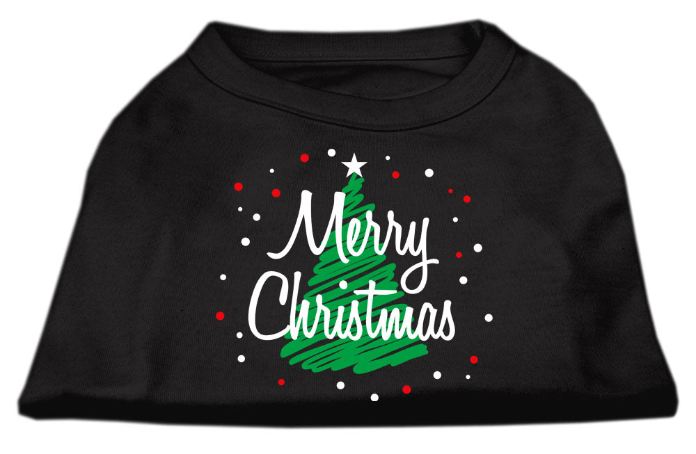 Scribbled Merry Christmas Screenprint Shirts Black L GreatEagleInc