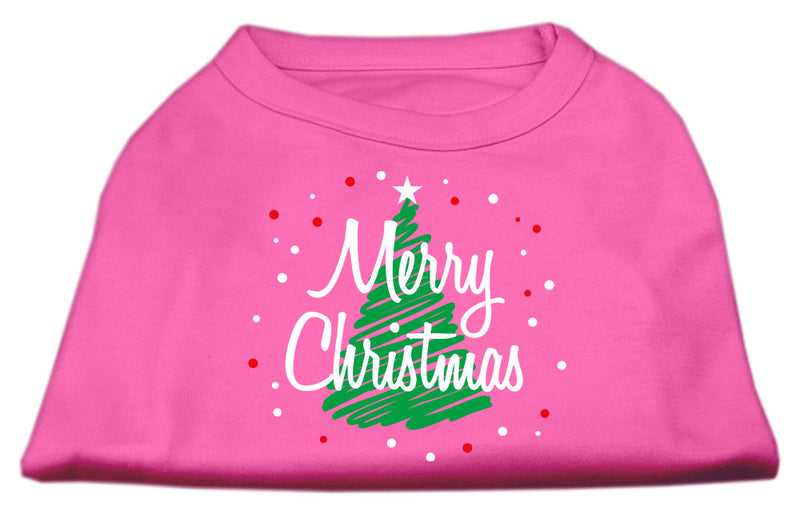 Scribbled Merry Christmas Screenprint Shirts Bright Pink L GreatEagleInc