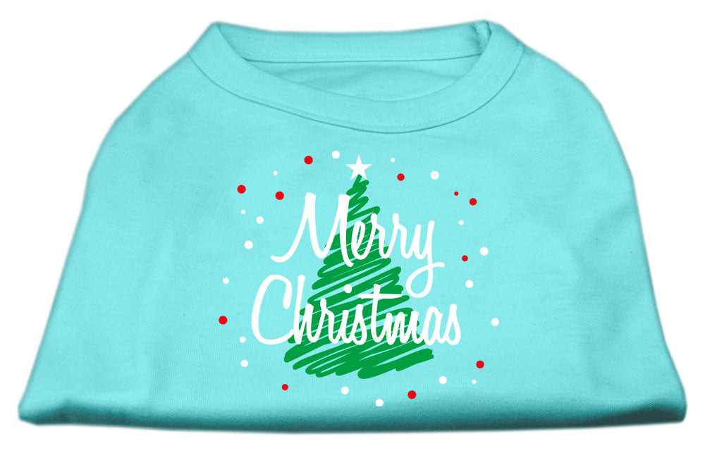 Scribbled Merry Christmas Screenprint Shirts Aqua M GreatEagleInc
