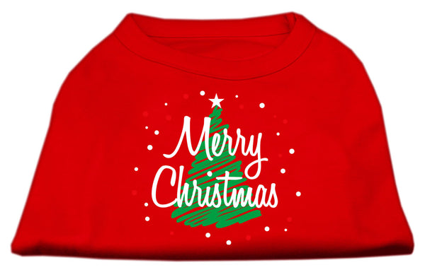 Scribbled Merry Christmas Screenprint Shirts Red S GreatEagleInc