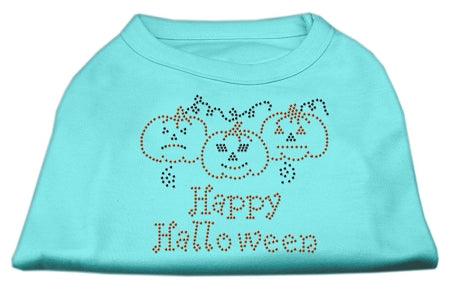 Happy Halloween Rhinestone Shirts Aqua L GreatEagleInc