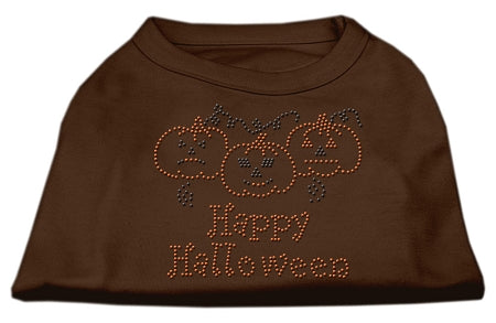 Happy Halloween Rhinestone Shirts Brown Lg GreatEagleInc