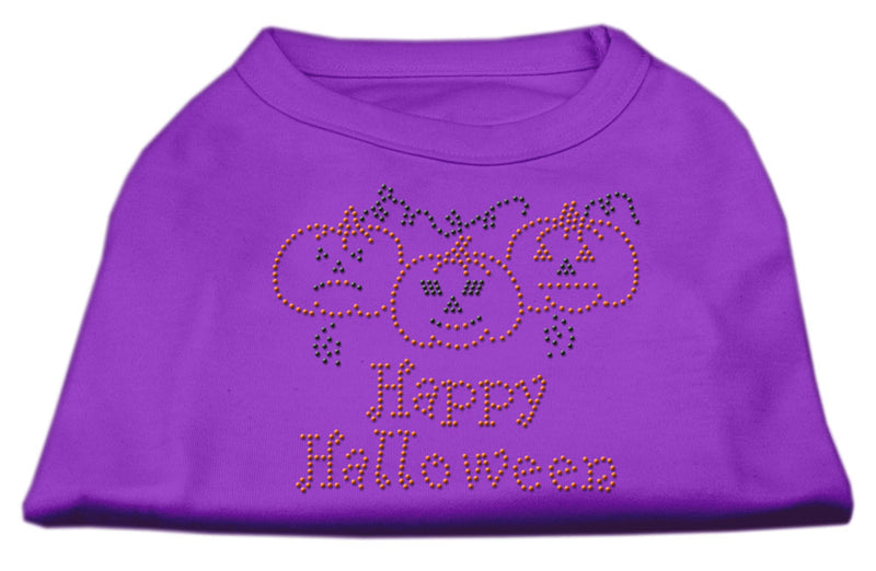 Happy Halloween Rhinestone Shirts Purple L GreatEagleInc