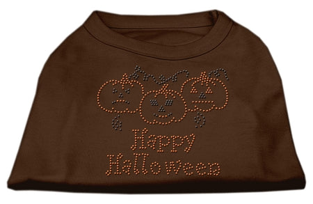 Happy Halloween Rhinestone Shirts Brown Xs GreatEagleInc