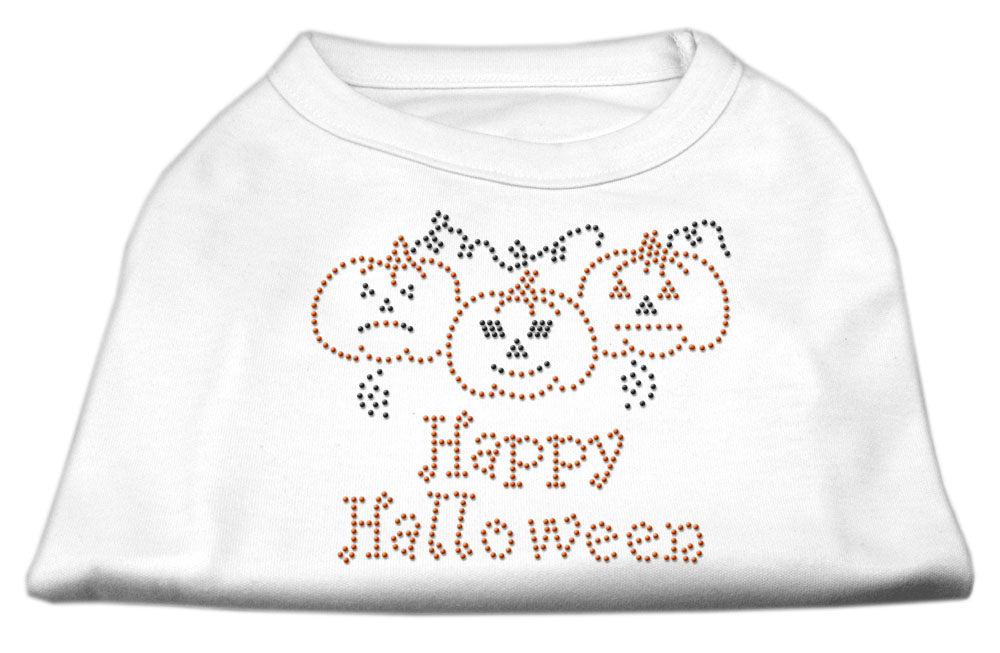 Happy Halloween Rhinestone Shirts White Xs GreatEagleInc