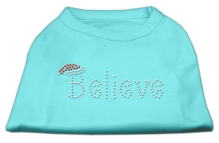 Believe Rhinestone Shirts Aqua L GreatEagleInc