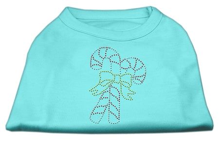 Candy Cane Rhinestone Shirt Aqua L GreatEagleInc