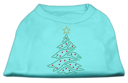 Christmas Tree Rhinestone Shirt Aqua S GreatEagleInc