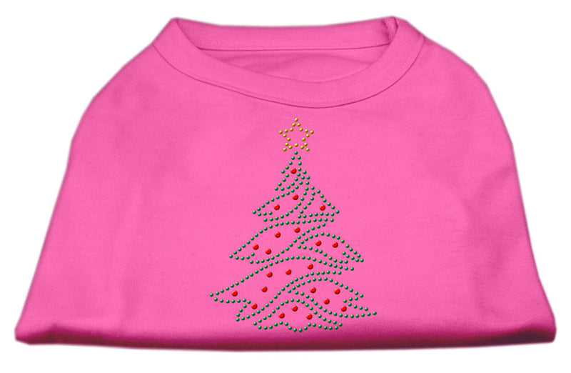 Christmas Tree Rhinestone Shirt Bright Pink S GreatEagleInc