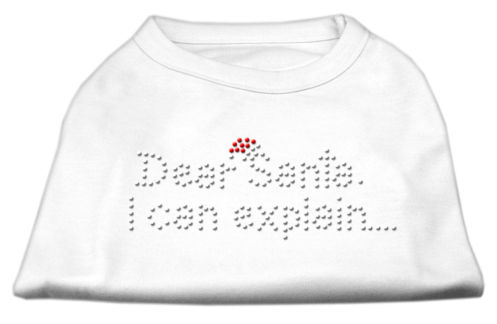 Dear Santa I Can Explain Rhinestone Shirts White L GreatEagleInc