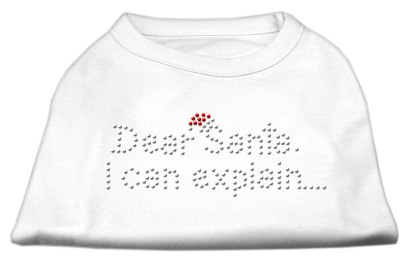 Dear Santa I Can Explain Rhinestone Shirts White L GreatEagleInc