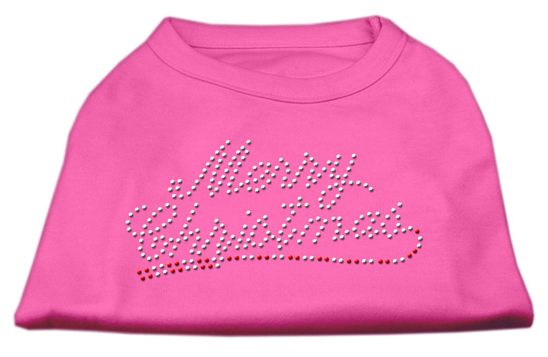 Merry Christmas Rhinestone Shirt Bright Pink L GreatEagleInc