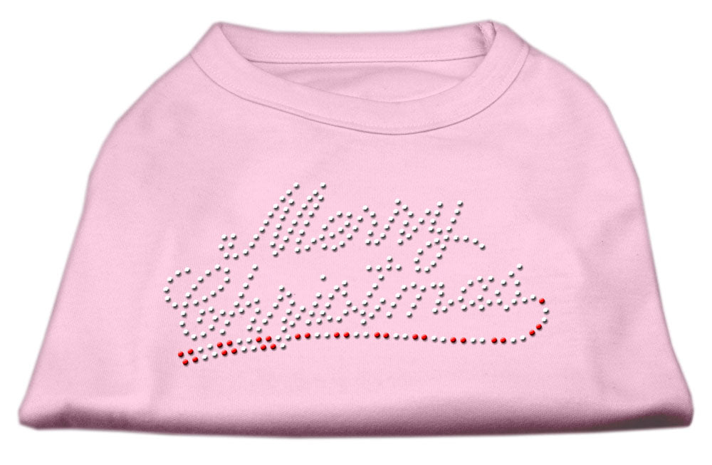Merry Christmas Rhinestone Shirt Light Pink L GreatEagleInc