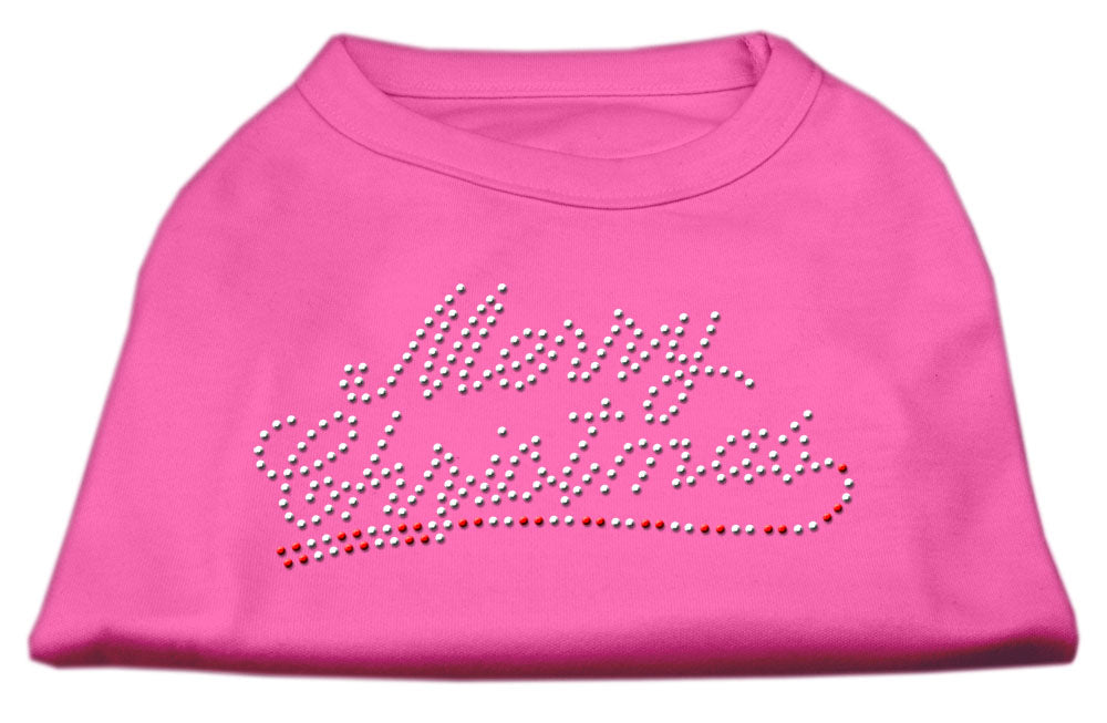 Merry Christmas Rhinestone Shirt Bright Pink S GreatEagleInc