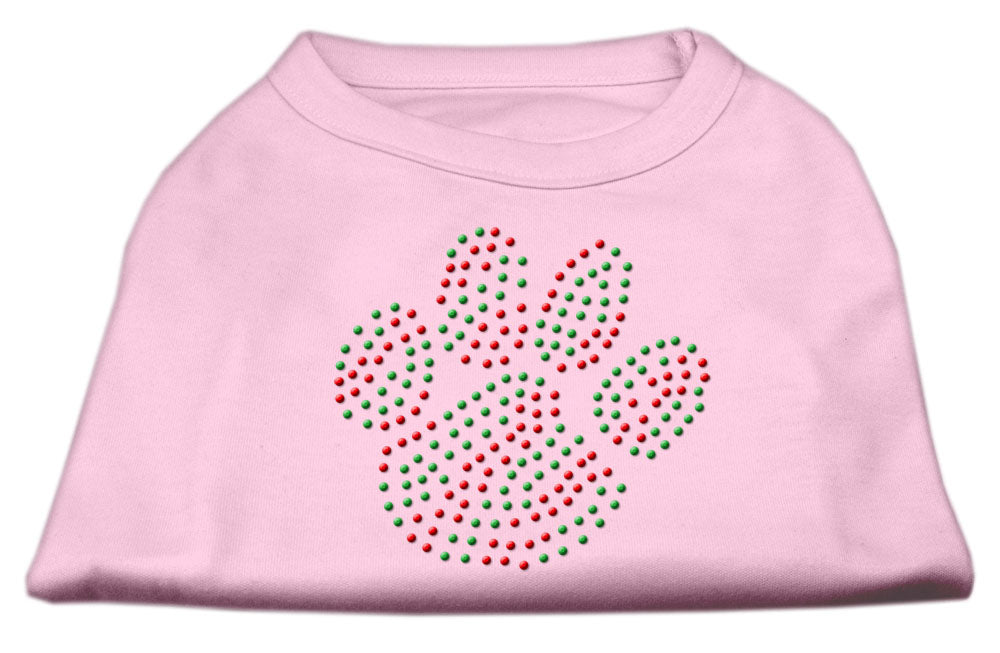 Holiday Paw Rhinestone Shirts Light Pink L GreatEagleInc